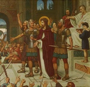 Jesus is condemned to death by Pontius Pilate