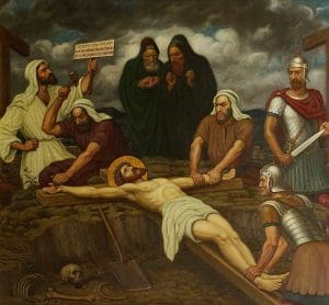 Jesus is nailed to the cross
